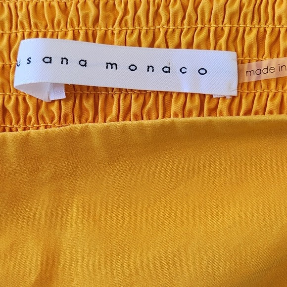 Susana Monaco Marigold Puffy Sleeve Cropped Top Size Medium