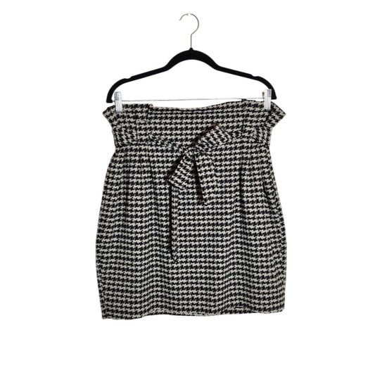 Express Black and White Houndstooth Paper Bag Waist Mini Skirt Size 16