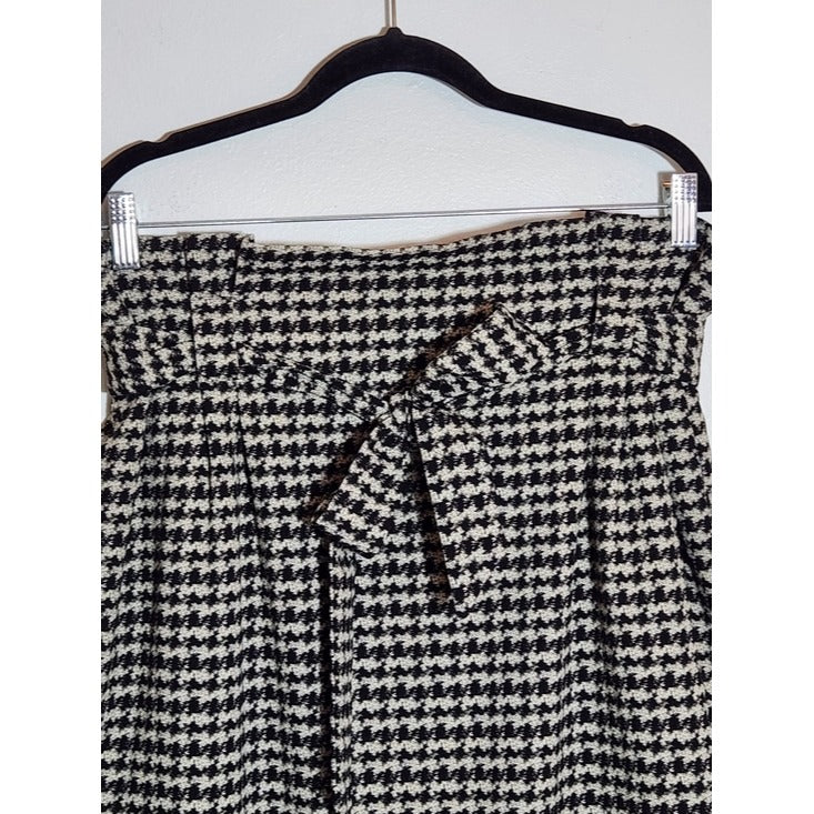 Express Black and White Houndstooth Paper Bag Waist Mini Skirt Size 16