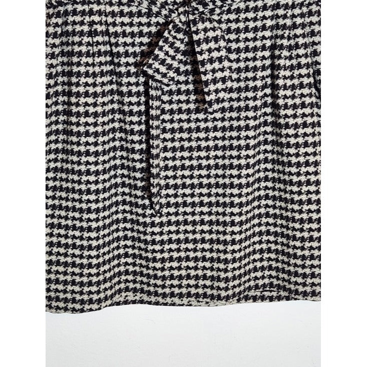 Express Black and White Houndstooth Paper Bag Waist Mini Skirt Size 16