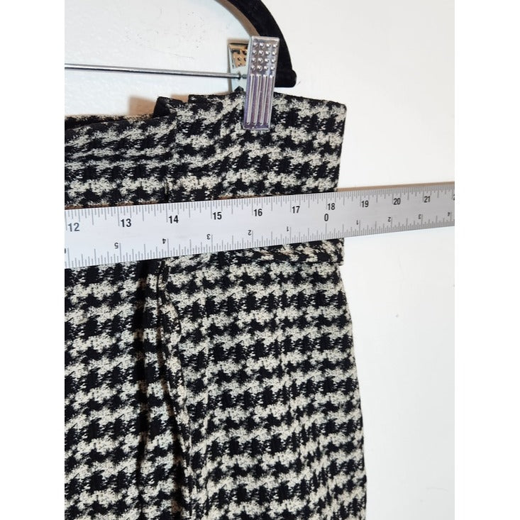 Express Black and White Houndstooth Paper Bag Waist Mini Skirt Size 16