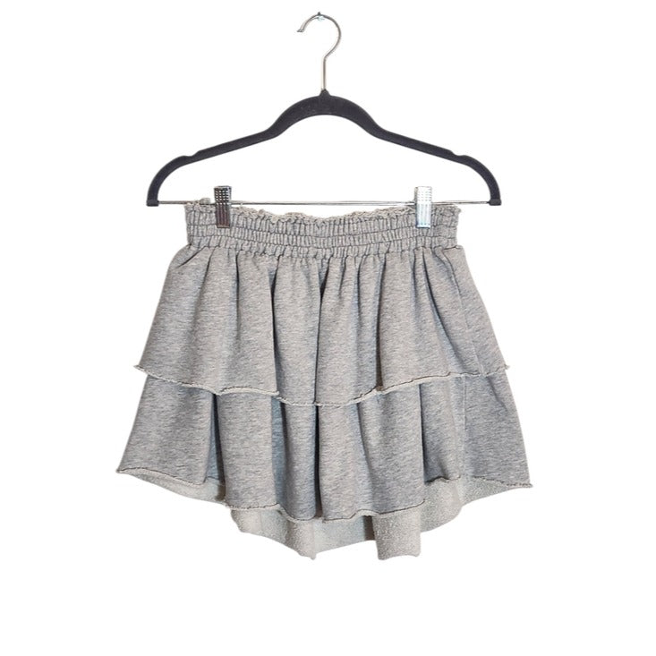 Aerie Light Gray Ruffle Mini Skirt Size Small