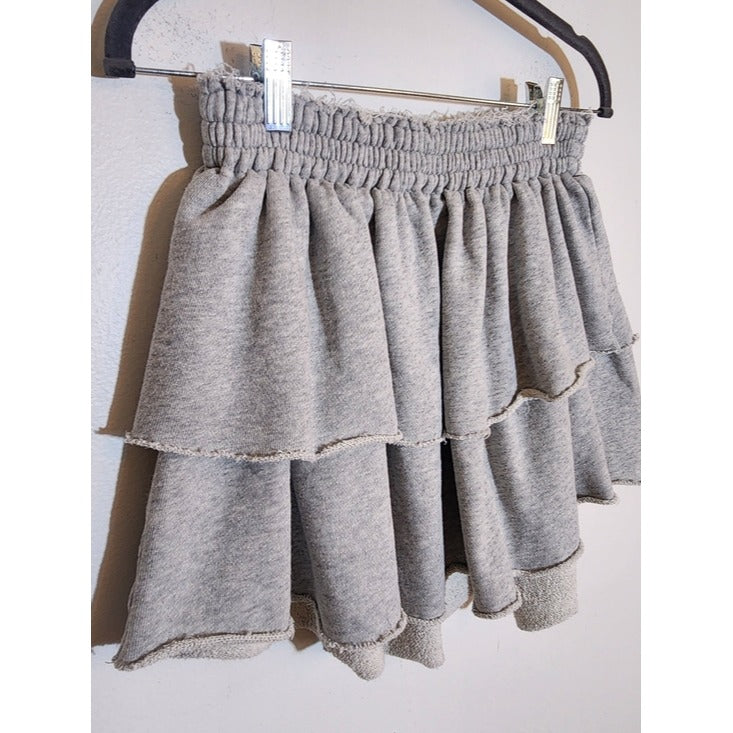 Aerie Light Gray Ruffle Mini Skirt Size Small