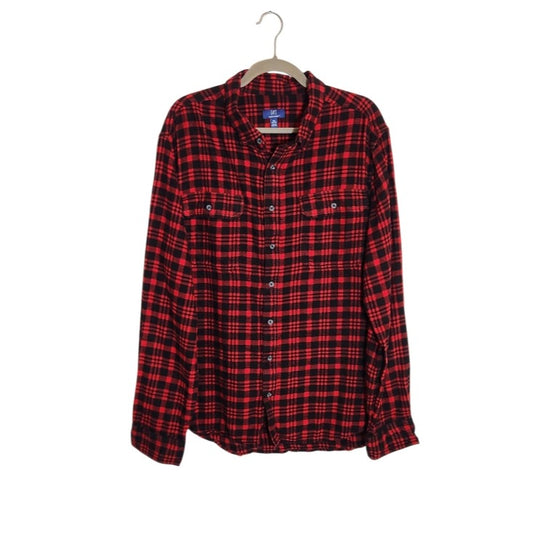 George Red and Black Plaid Flannel Shirt Size 2XL