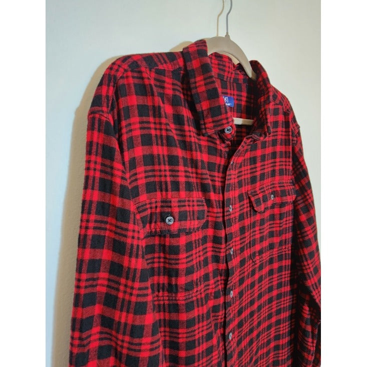 George Red and Black Plaid Flannel Shirt Size 2XL