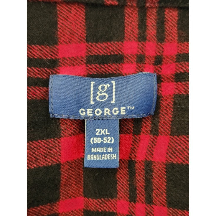 George Red and Black Plaid Flannel Shirt Size 2XL