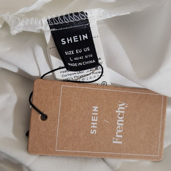 Shein Khaki and White Layered Look Blouse NWT Size Large Khaki Textured Blouse