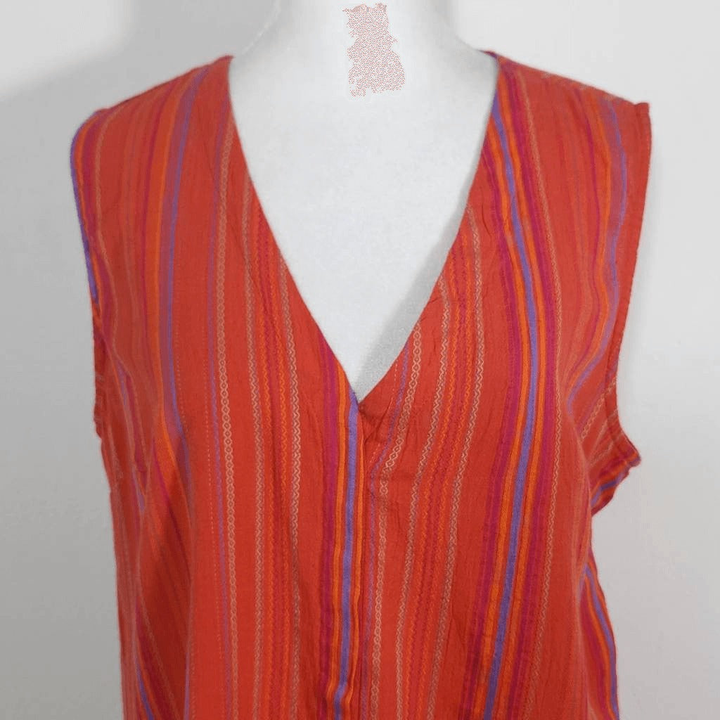 Kut from the Kloth Red Striped Sleeveless Top NWOT Size Medium Red Button-Up Top