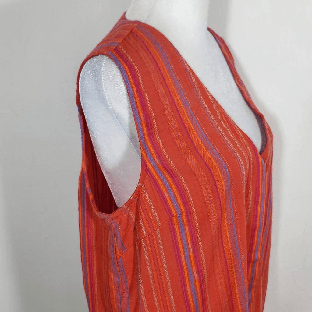 Kut from the Kloth Red Striped Sleeveless Top NWOT Size Medium Red Button-Up Top