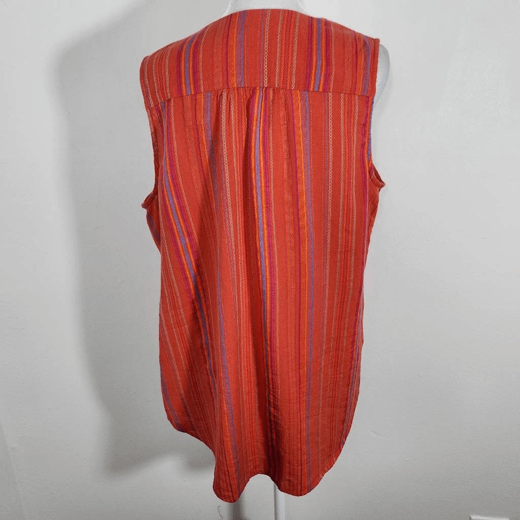 Kut from the Kloth Red Striped Sleeveless Top NWOT Size Medium Red Button-Up Top