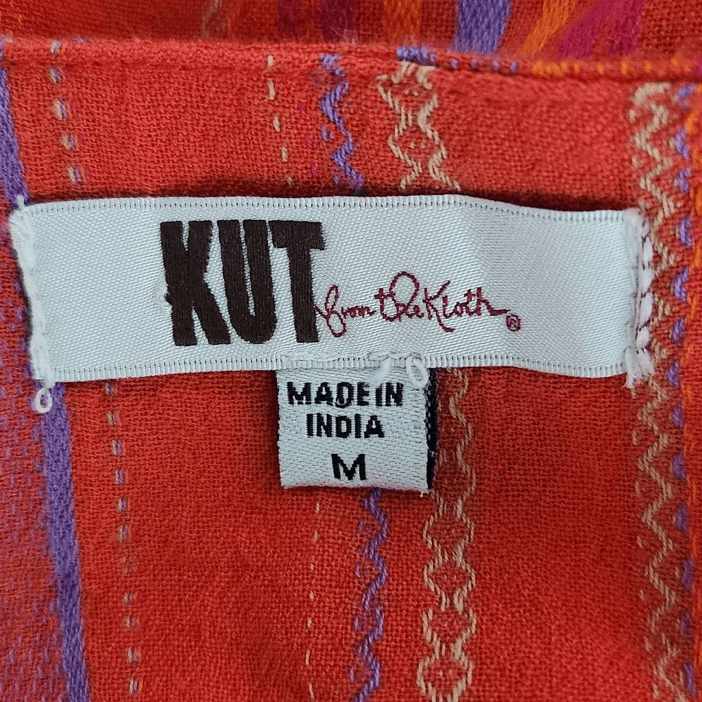 Kut from the Kloth Red Striped Sleeveless Top NWOT Size Medium Red Button-Up Top