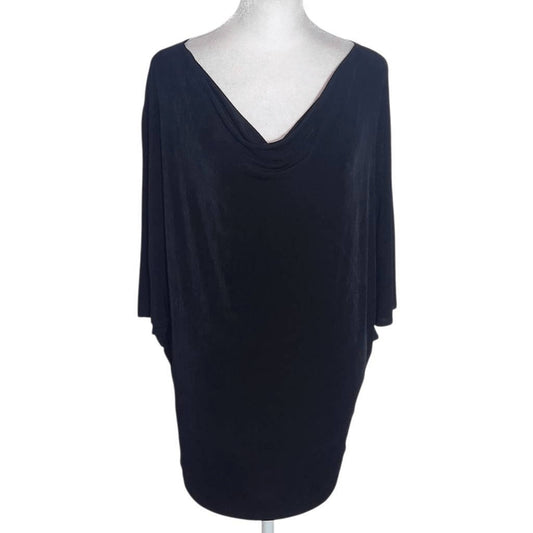 Chico's Travelers Black Dolman Sleeve Blouse Size Small/Medium Black Draped Top