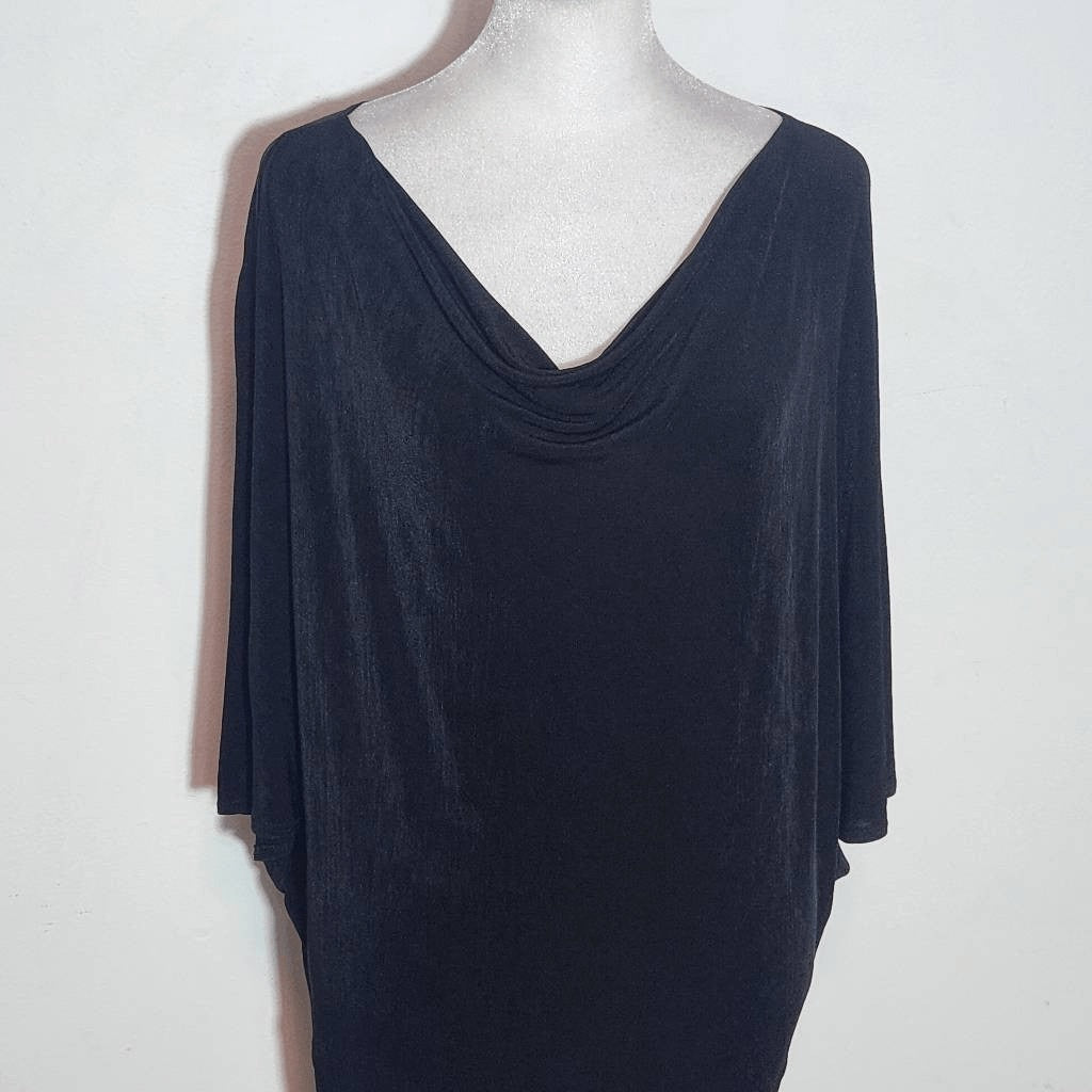 Chico's Travelers Black Dolman Sleeve Blouse Size Small/Medium Black Draped Top