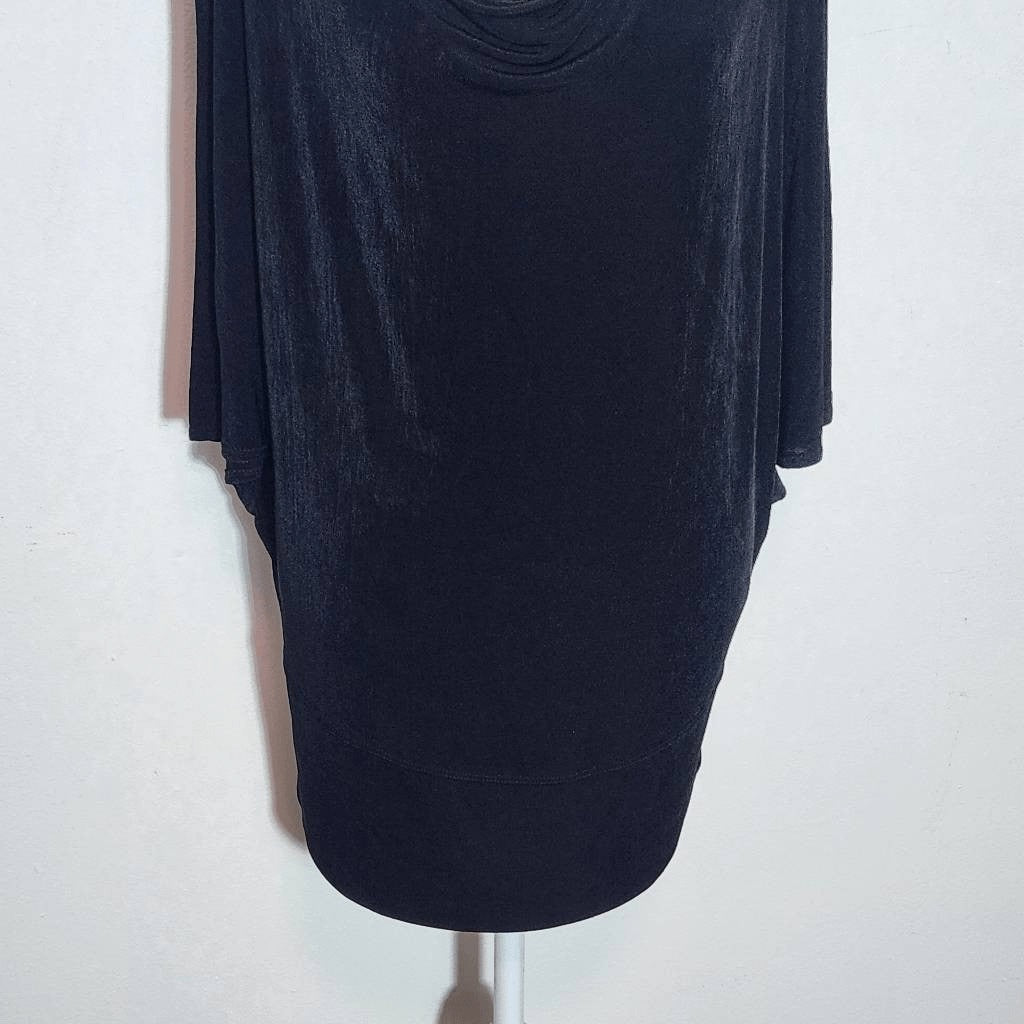 Chico's Travelers Black Dolman Sleeve Blouse Size Small/Medium Black Draped Top