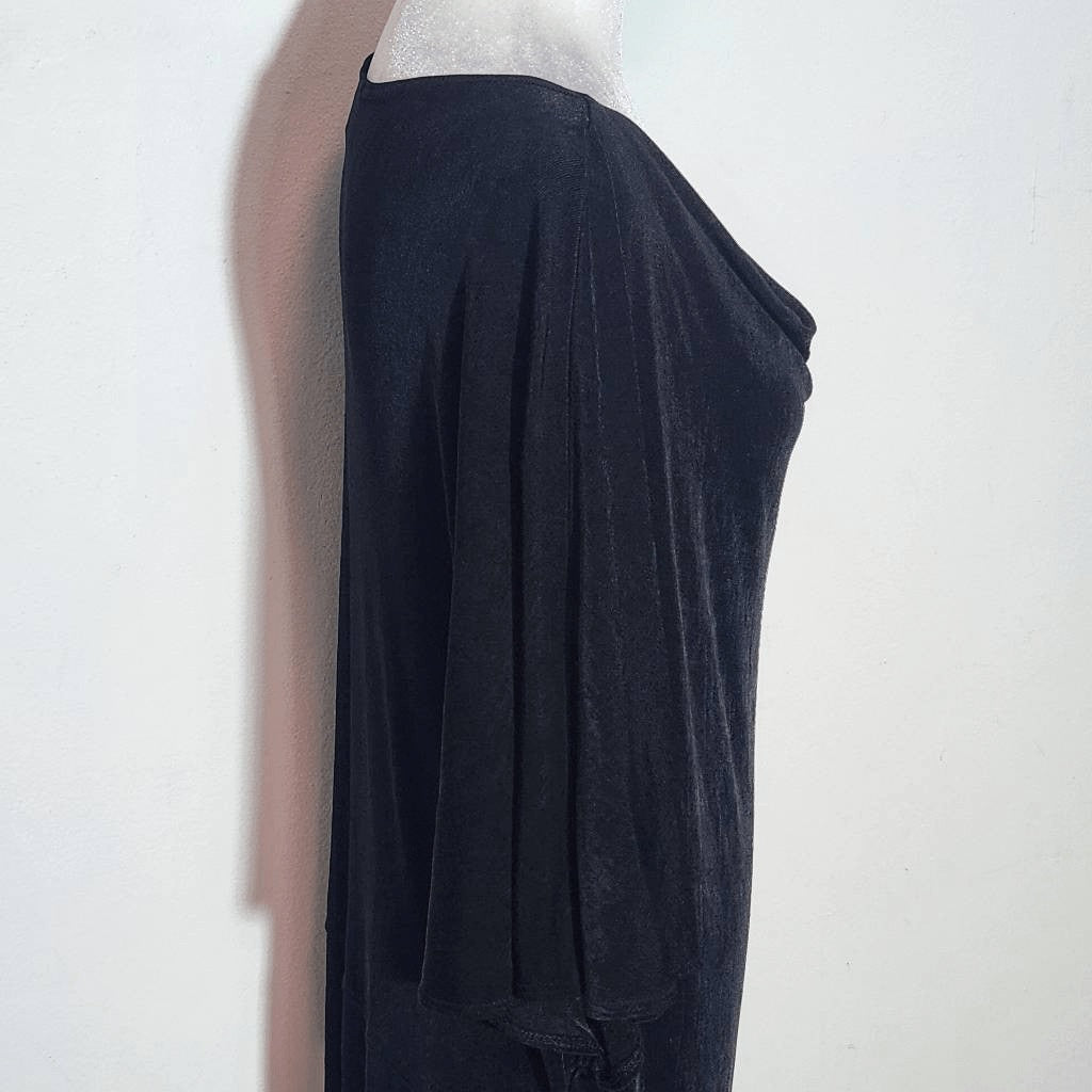 Chico's Travelers Black Dolman Sleeve Blouse Size Small/Medium Black Draped Top