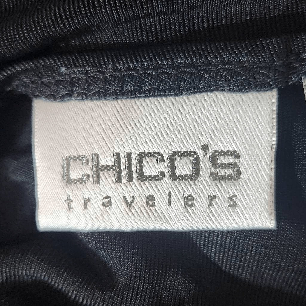 Chico's Travelers Black Dolman Sleeve Blouse Size Small/Medium Black Draped Top