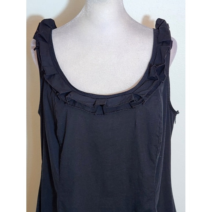 Ann Taylor Black Sleeveless Ruffle Neck Mini Dress Size 14