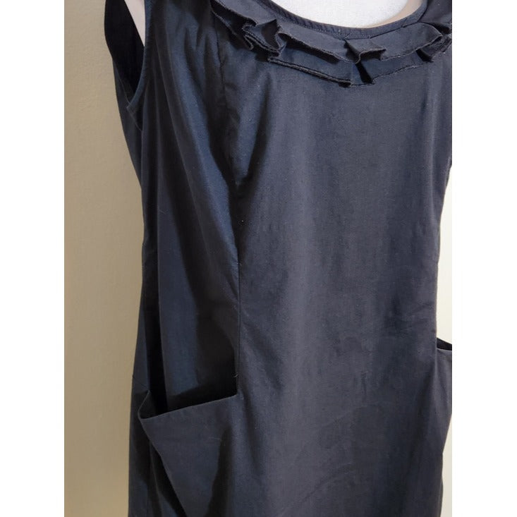 Ann Taylor Black Sleeveless Ruffle Neck Mini Dress Size 14