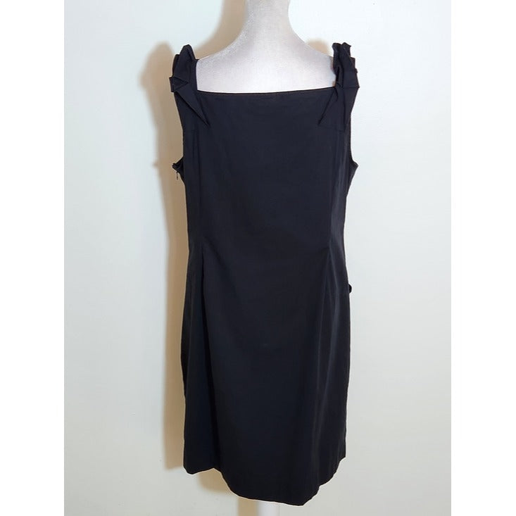 Ann Taylor Black Sleeveless Ruffle Neck Mini Dress Size 14