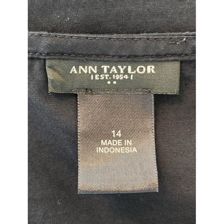 Ann Taylor Black Sleeveless Ruffle Neck Mini Dress Size 14