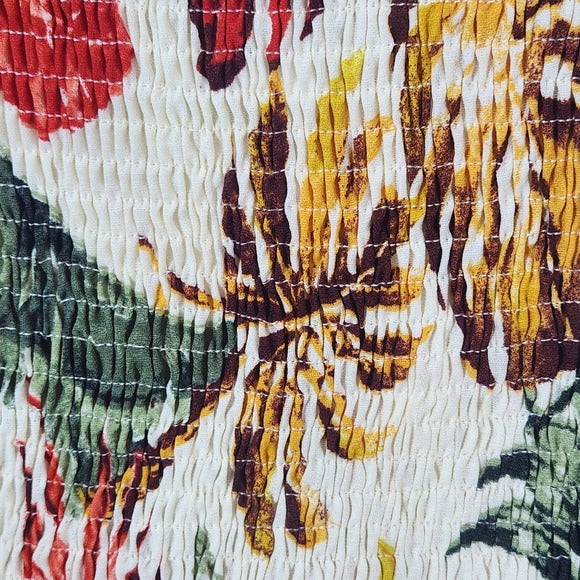 Windsor Tropical Print Smocked Bodycon Skirt with Ruffle Hem Size Small NWT