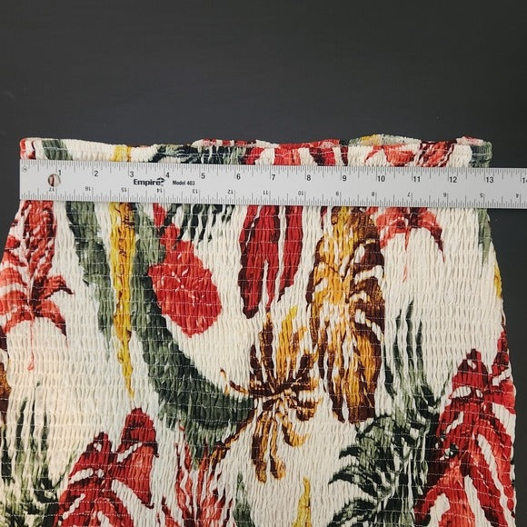 Windsor Tropical Print Smocked Bodycon Skirt with Ruffle Hem Size Small NWT