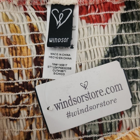 Windsor Tropical Print Smocked Bodycon Skirt with Ruffle Hem Size Small NWT