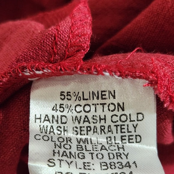 Umgee Cranberry Oversized Button-up Tunic with Embroidered Detail Size Small NWT