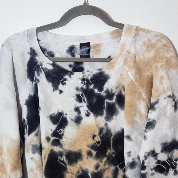 Jala Black and Tan Tie-Dye Cropped Sweatshirt Size Large Pre-loved