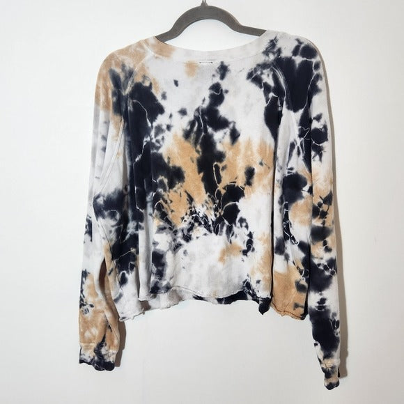 Jala Black and Tan Tie-Dye Cropped Sweatshirt Size Large Pre-loved