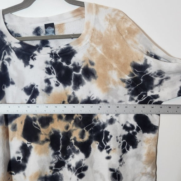 Jala Black and Tan Tie-Dye Cropped Sweatshirt Size Large Pre-loved