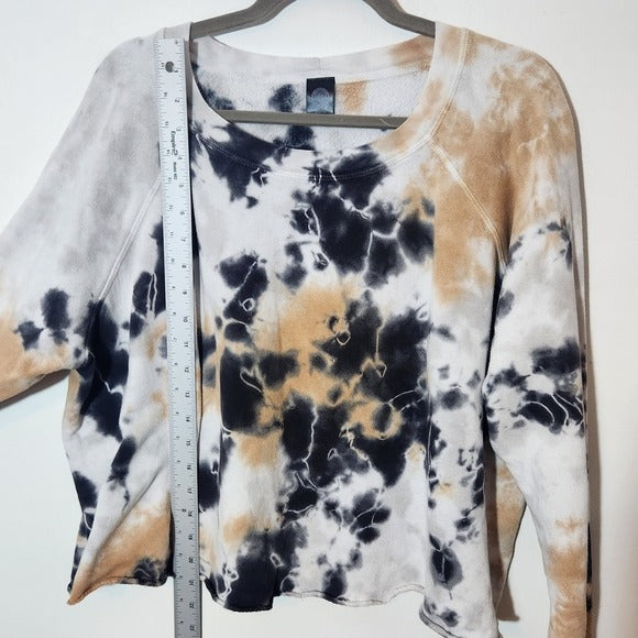 Jala Black and Tan Tie-Dye Cropped Sweatshirt Size Large Pre-loved