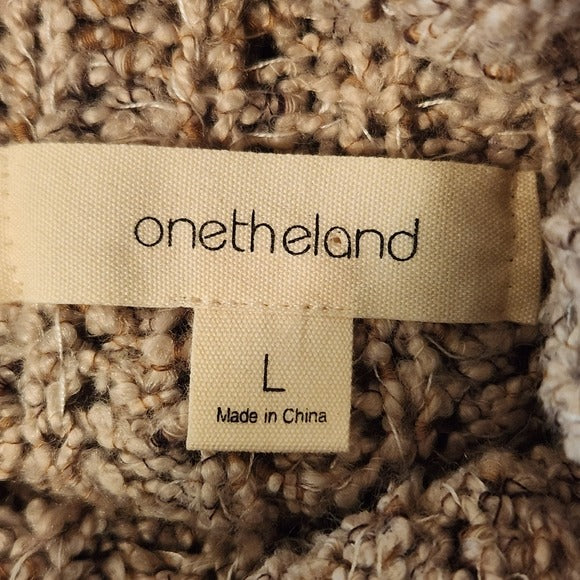 Onetheland Dark Cream Oatmeal Turtleneck Sweater Tunic Size Large