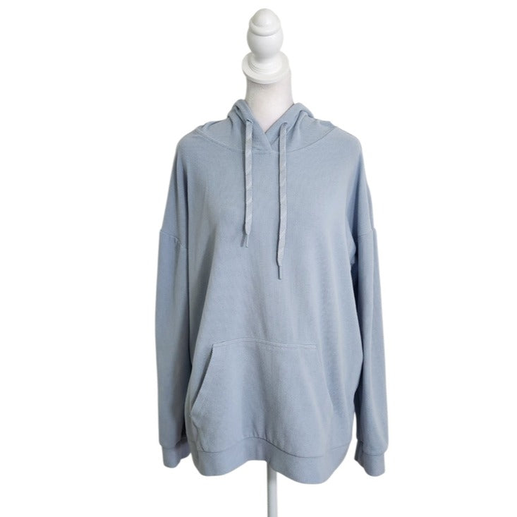 MARC New York Light Blue Ribbed Hoodie Pullover Size XL Flaw