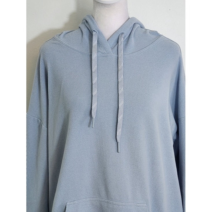 MARC New York Light Blue Ribbed Hoodie Pullover Size XL Flaw