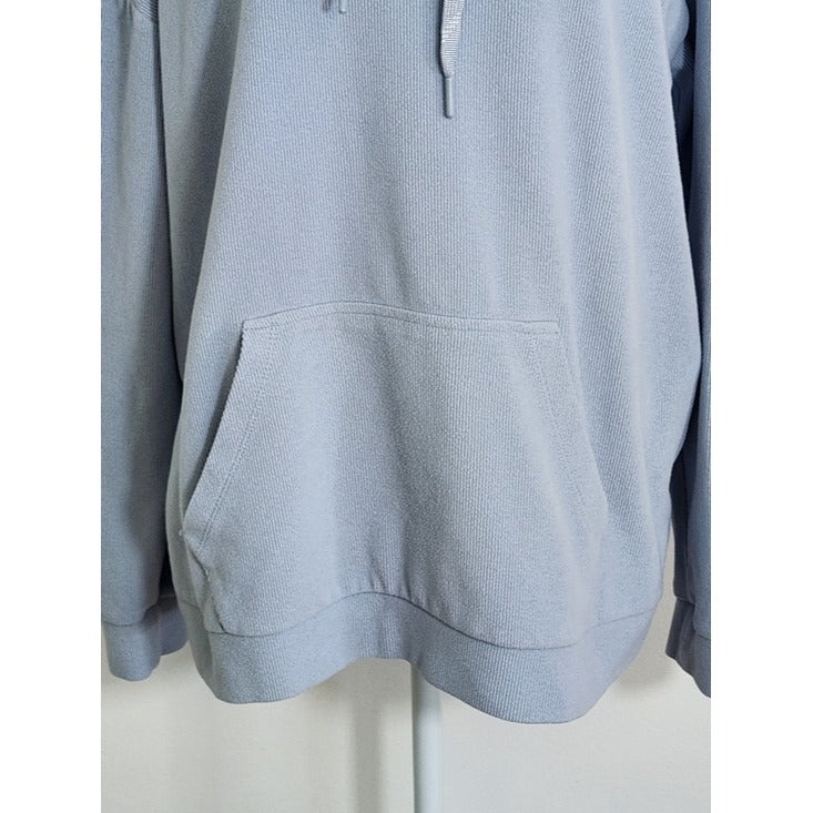 MARC New York Light Blue Ribbed Hoodie Pullover Size XL Flaw