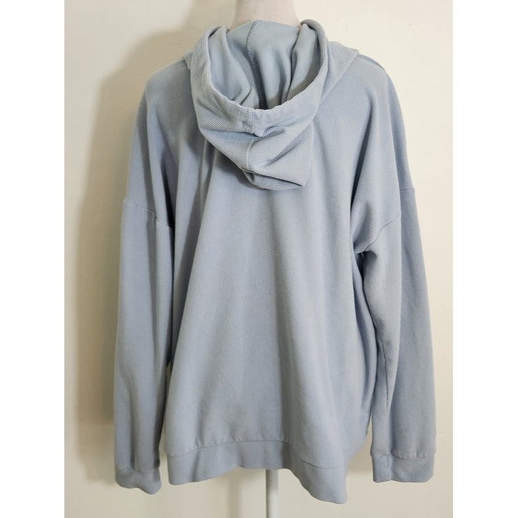MARC New York Light Blue Ribbed Hoodie Pullover Size XL Flaw