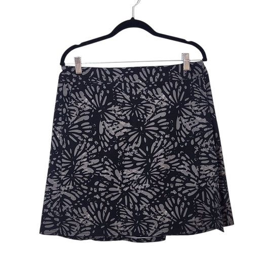 Rip Skirt Black and Gray Floral Print Mini Skirt with Wrap Styling Size Medium