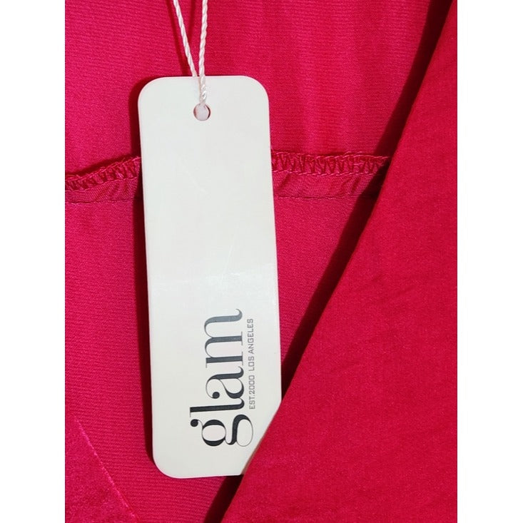 glam Fuchsia V-Neck Short Sleeve Blouse Size Small NWT