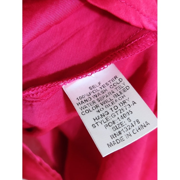 glam Fuchsia V-Neck Short Sleeve Blouse Size Small NWT