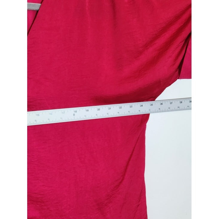 glam Fuchsia V-Neck Short Sleeve Blouse Size Small NWT