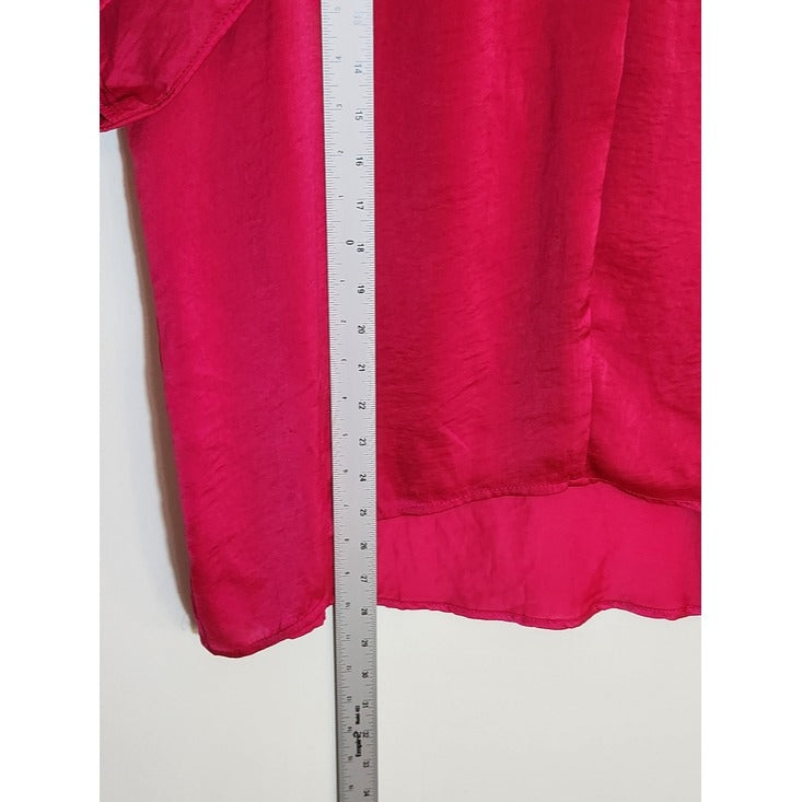 glam Fuchsia V-Neck Short Sleeve Blouse Size Small NWT
