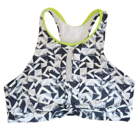Gossip Black Print Sports Bra with Green Trim Size Medium, New