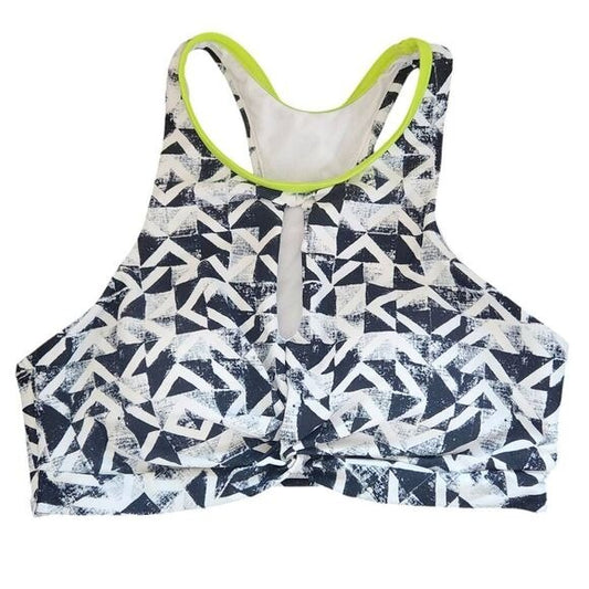 Gossip Black Print Sports Bra with Green Trim Size Medium, New