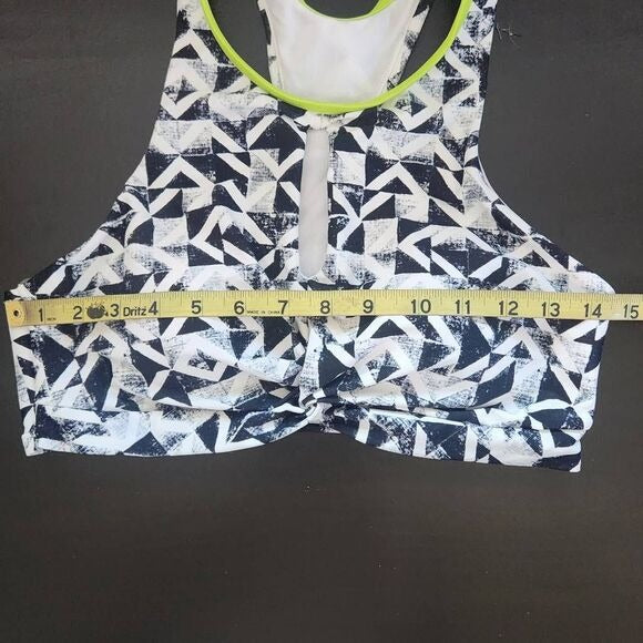 Gossip Black Print Sports Bra with Green Trim Size Medium, New