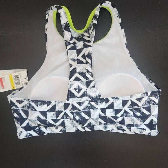 Gossip Black Print Sports Bra with Green Trim Size Medium, New