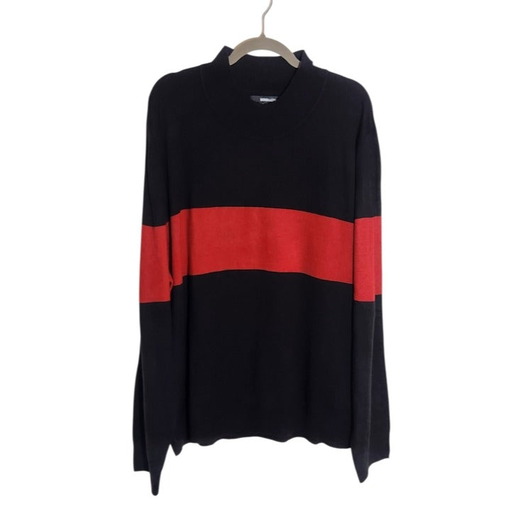 Fashion Nova Nova Men Red and Black Mock Neck Sweater Size XXXL NWT
