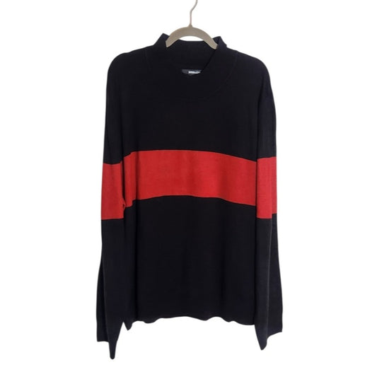 Fashion Nova Nova Men Red and Black Mock Neck Sweater Size XXXL NWT