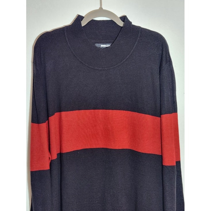 Fashion Nova Nova Men Red and Black Mock Neck Sweater Size XXXL NWT