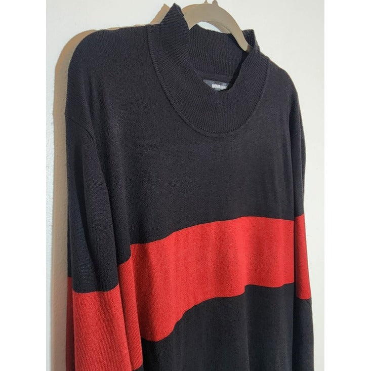 Fashion Nova Nova Men Red and Black Mock Neck Sweater Size XXXL NWT
